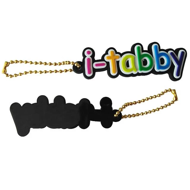 Embossed Soft Text Logo Keychains 3d Pvc Key Trinkets