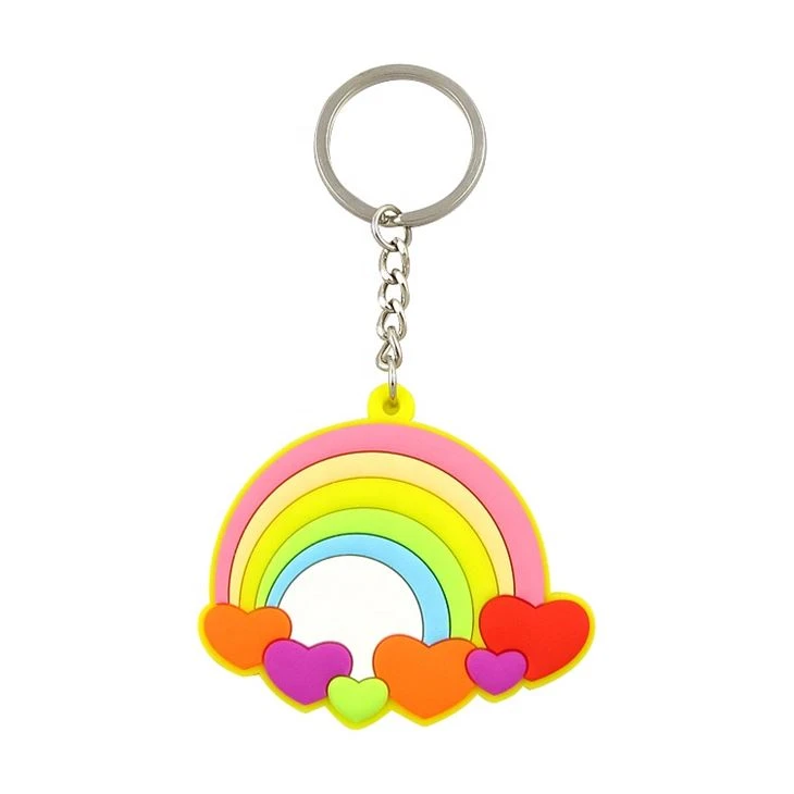 Rainbow Love Custom PVC Keychains Rubber Keyring