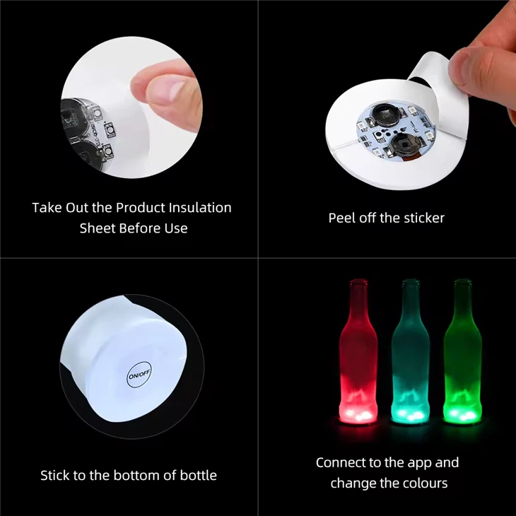 LED Cup Coaster Light Up Coasters For Drinks Led Sticker